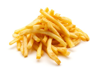 potato fry on white isolated background