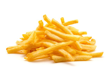 potato fry on white isolated background
