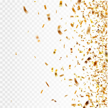 Stock vector illustration gold confetti isolated on a transparent background EPS 10