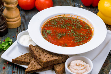 Borscht with sour cream