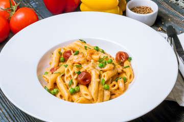 Penne with salmon