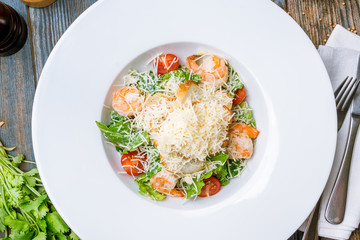 salad caesar with shrimps