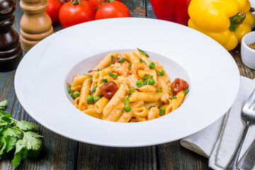 Penne with salmon