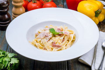 Fettucine Carbonara with bacon