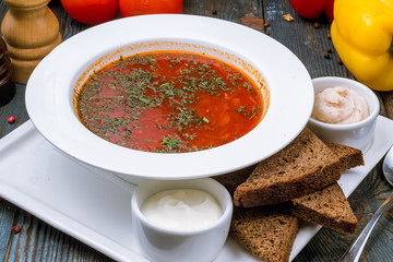 Borscht with sour cream