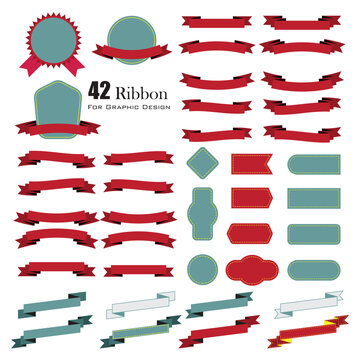 Set of retro ribbons and labels. Vector illustration.