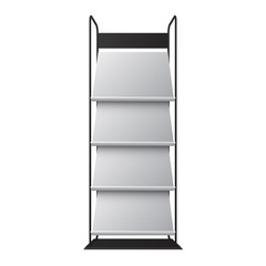 Exhibition shelf for magazines or newspaper, vector expo stand design