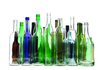 recycling  glass on white background