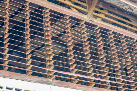 wood structure of wood fatory has wood pettern spece for air flow