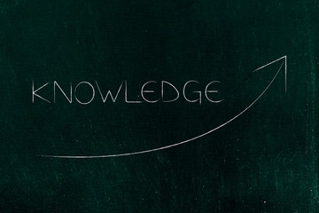 knowledge text with stats arrw showing positive growth and going up