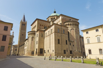 Fototapeta na wymiar Parma - The east part of Dome - Duomo (La cattedrale di Santa Maria Assunta).