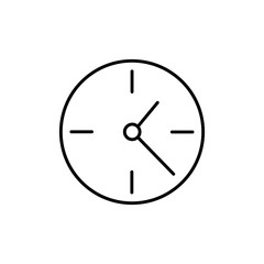 clock time symbol line black icon on white background