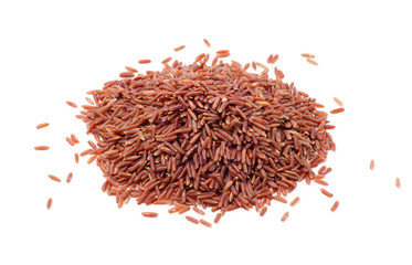 Wild red rice pile isolated on white background