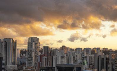 Fototapeta na wymiar Large buildings in the big city and a beautiful sunset, Brazil South America, MORE OPTIONS IN MY PORTFOLIO 