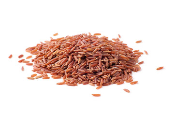 Wild red rice pile isolated on white background