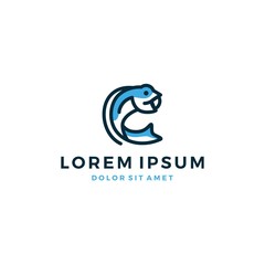 yellow head jaw fish logo vector icon line outline yellowhead jawfish