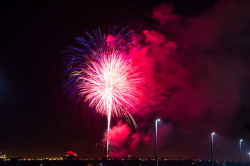 4th of July fireworks over the Huntington Beach Pier