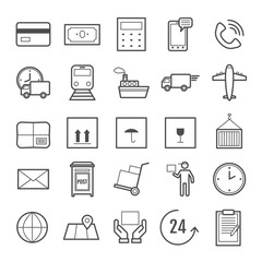 Set of vector line delivery icons for web, print, mobile apps design