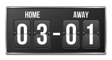 Creative vector illustration of soccer, football mechanical scoreboard isolated on transparent background. Art design retro vintage countdown with time, result display. Concept graphic sport element