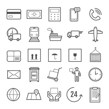 Set of vector line delivery icons for web, print, mobile apps design