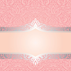 Pink & silver retro decorative invitation trendy vector wallpaper design in vintage style