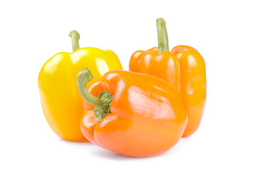 Orange and yellow pepper on a white background. isolated