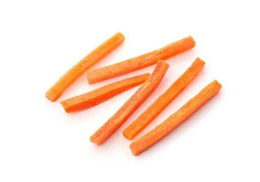 Raw Chopped Carrot Isolated On A White Background