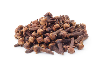 Spice cloves on white background
