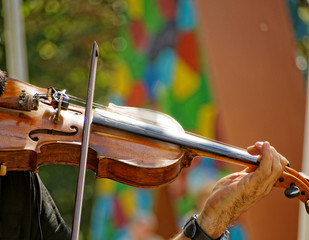 Performing on the violin