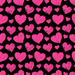 Seamless hand-drawn hearts pattern