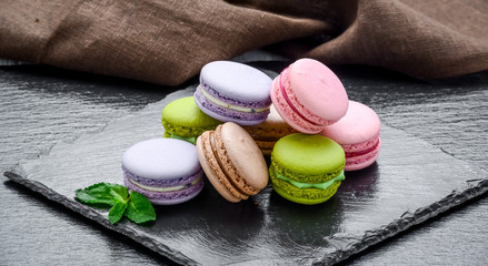 Stack of macarons, macaroons French cookie