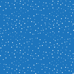 Vector illustration snow isolated on a blue background. Snowflakes, snowfall, flat design. Fall of snow. EPS10