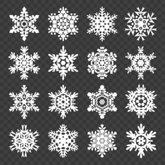 Stock vector illustration snowflakes set isolated on a transparent background. EPS10