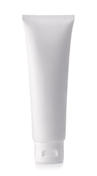 Front view of blank plastic cosmetic tube