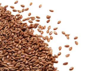 Flax seeds isolated on white