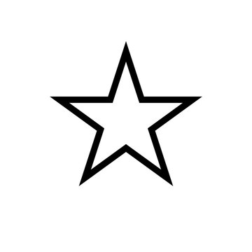 Star icon, classic form, outline variant. Easily colorable vector design on isolated background.