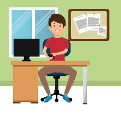young man in the workplace office