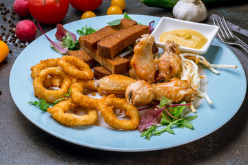 assorted beer snacks