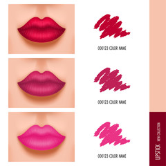 Cosmetic magazine template, lipstick catalog. Vector illustration