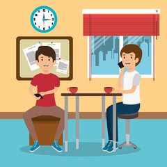 young men in the workplace office