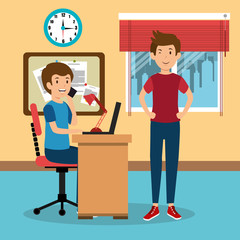 young men in the workplace office