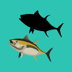 yellow tuna fish vector illustration flat style 