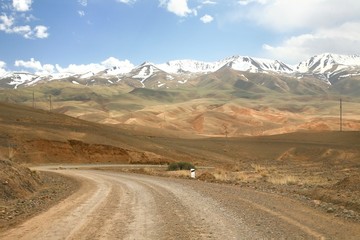 The route of  beautiful scenic from Bishkek  to Naryn with the Tian Shan mountains of Kyrgyzstan