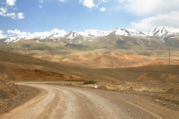 The route of  beautiful scenic from Bishkek  to Naryn with the Tian Shan mountains of Kyrgyzstan