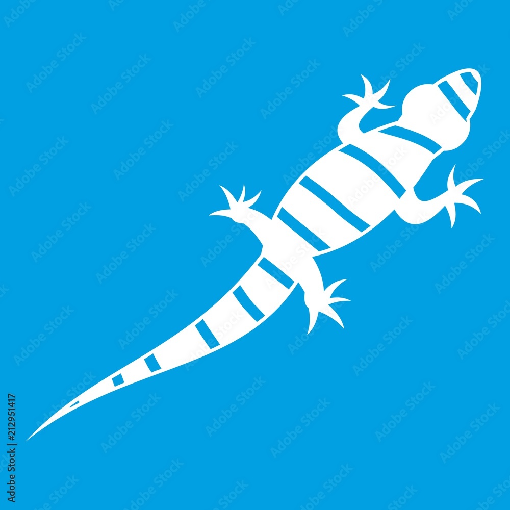 Wall mural Lizard icon white isolated on blue background vector illustration - Wall murals