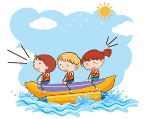 Children Riding Banana Boat