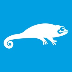 Chameleon icon white isolated on blue background vector illustration