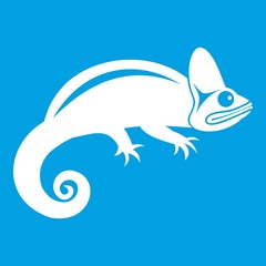 Chameleon icon white isolated on blue background vector illustration