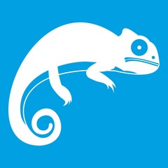 Chameleon icon white isolated on blue background vector illustration