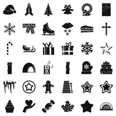 Christmas night icons set. Simple style of 36 christmas night vector icons for web isolated on white background